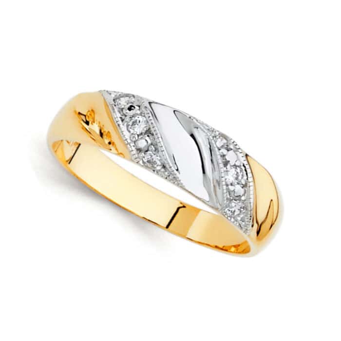 14K Two Tone Gold Cubic Zirconia Men's Band - Image 2
