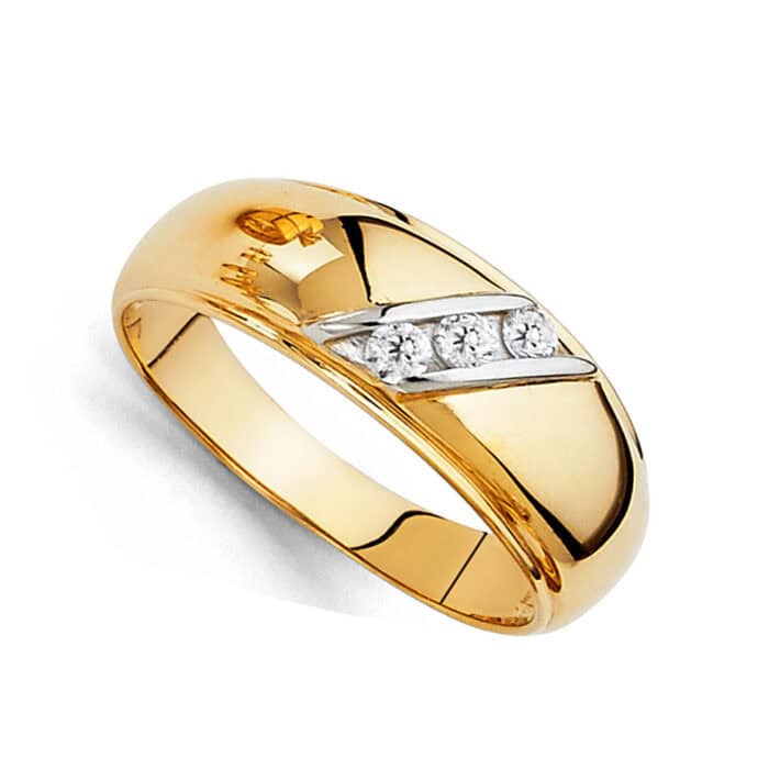 14K Yellow Gold Cubic Zirconia Men's Band - Image 2