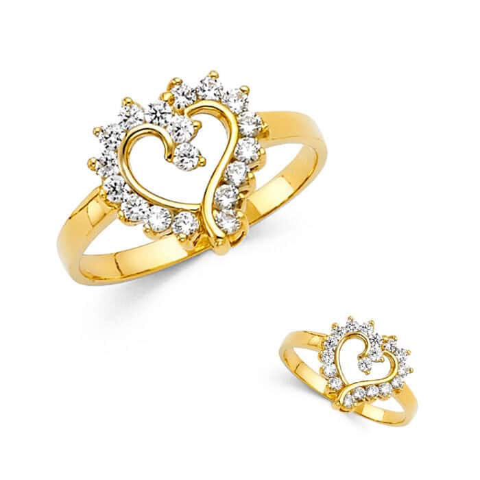 14K Yellow Gold Cubic Zirconia Fancy Ring - Image 3